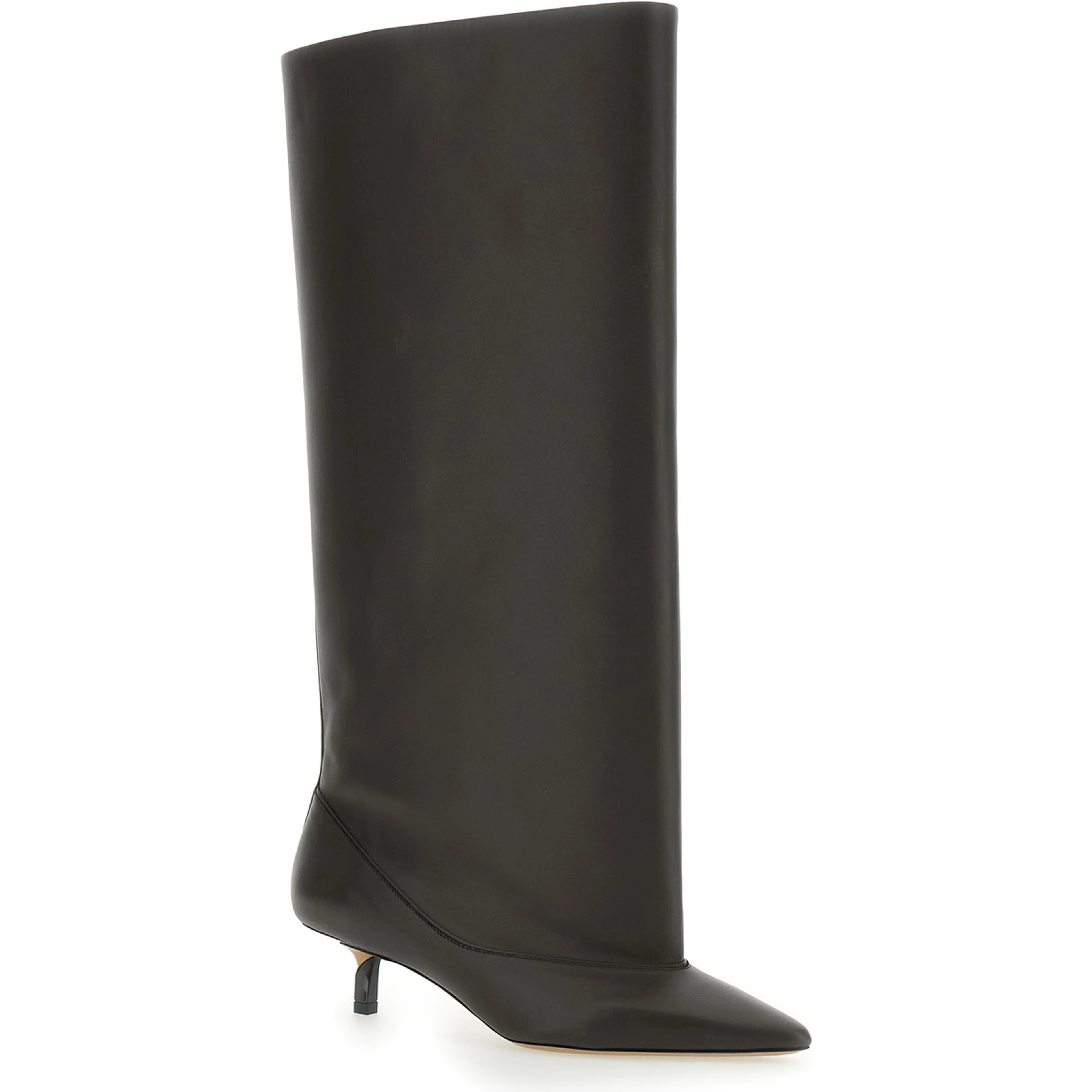 حذاء Les Bottes Tourni بني اللون ذو مقدمة مدببة وكعب ستيليتو منخفض من الجلد للنساء