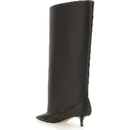 Les Bottes Tourni Brown Boots with Pointed Toe and Low Stiletto Heel in Leather Woman