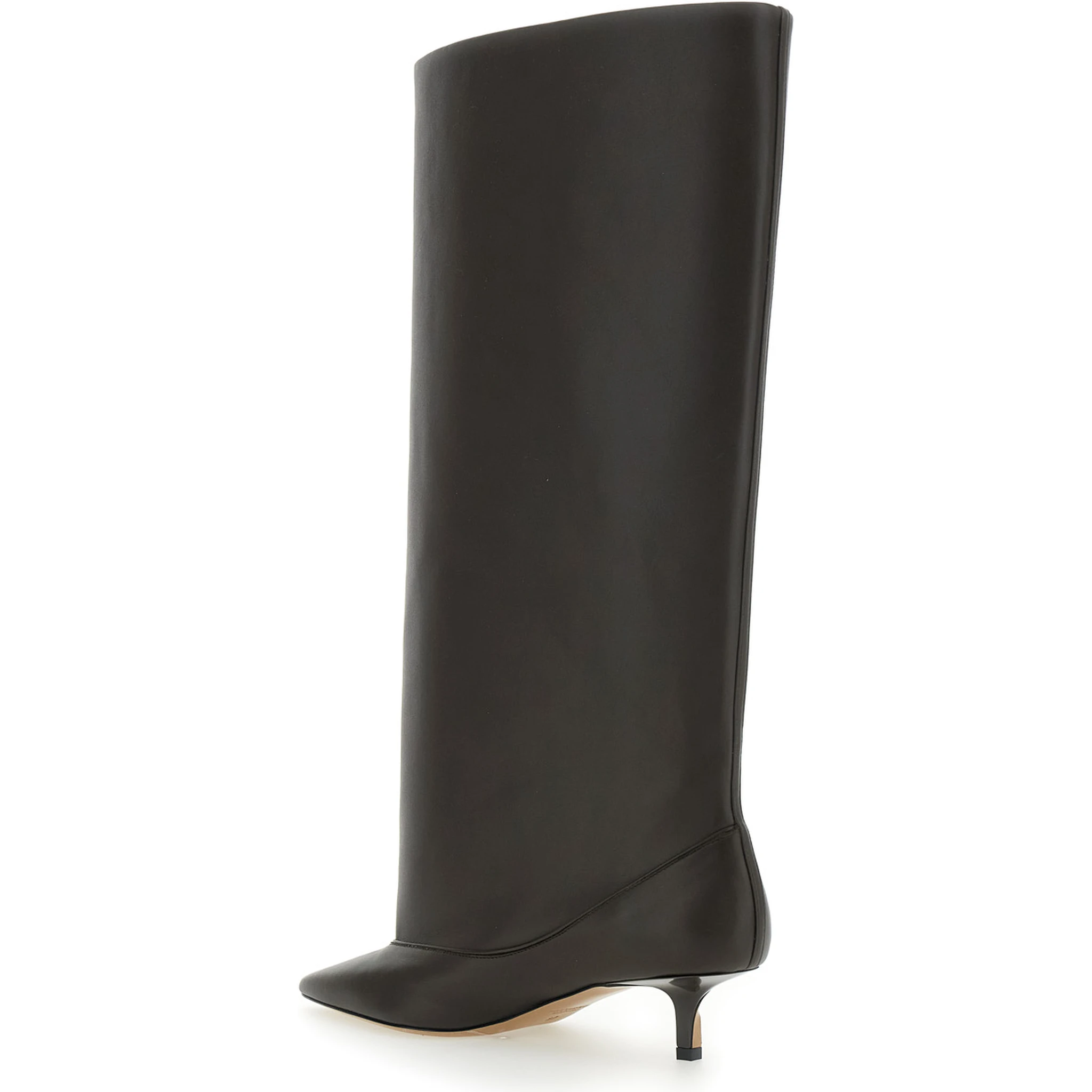 Les Bottes Tourni Brown Boots with Pointed Toe and Low Stiletto Heel in Leather Woman