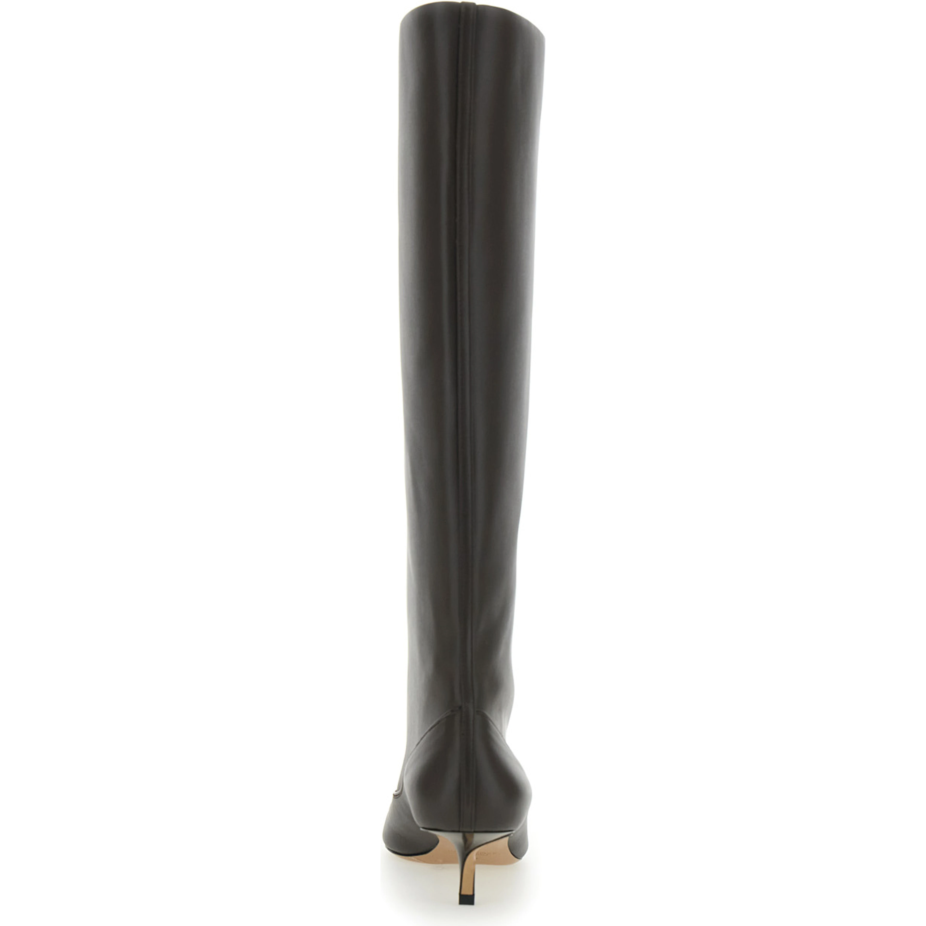 حذاء Les Bottes Tourni بني اللون ذو مقدمة مدببة وكعب ستيليتو منخفض من الجلد للنساء
