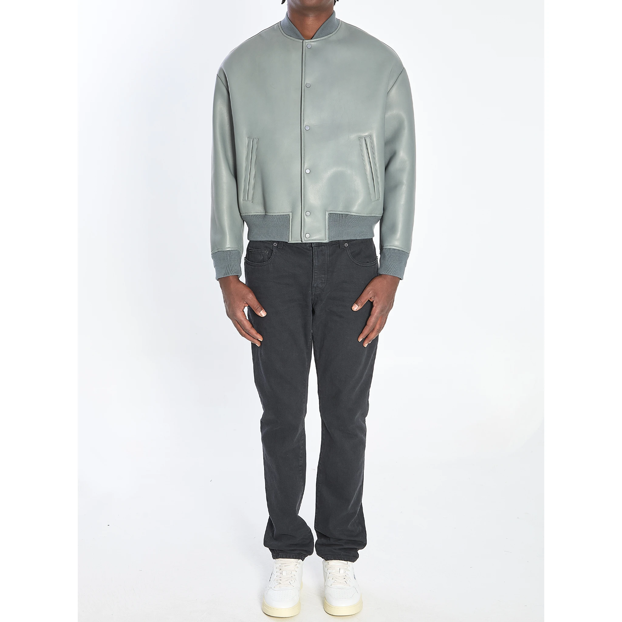 Bomber jacket in plongé nappa leather