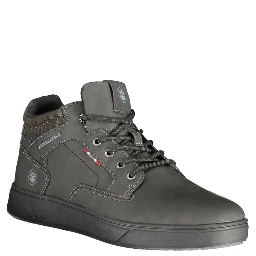 Black Polyurethane Men Sneaker