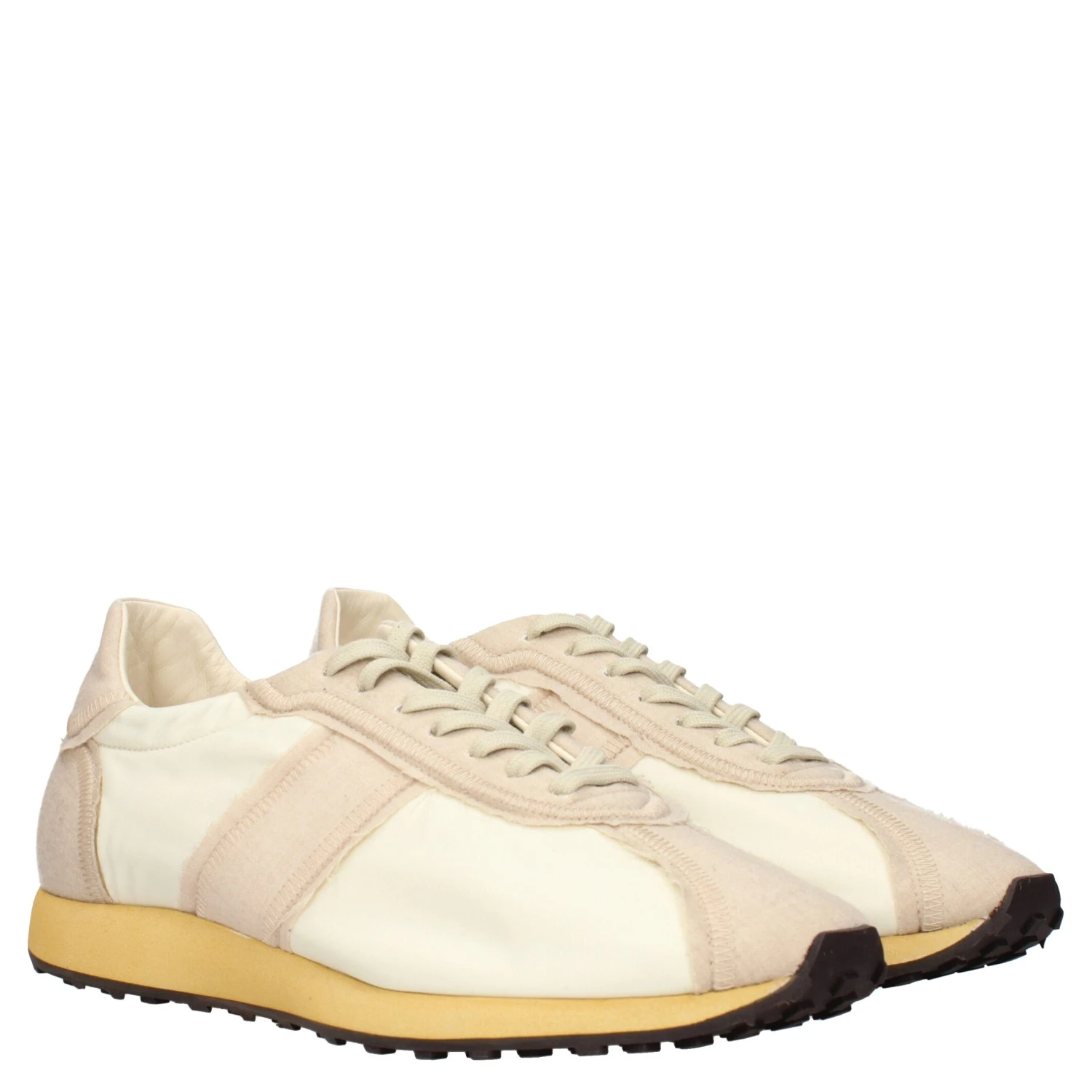 Beige Fabric Athletic Sneakers