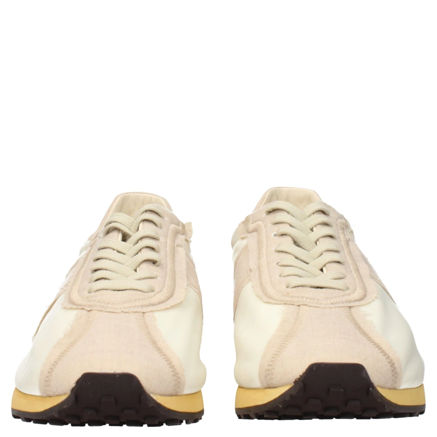 Beige Fabric Athletic Sneakers