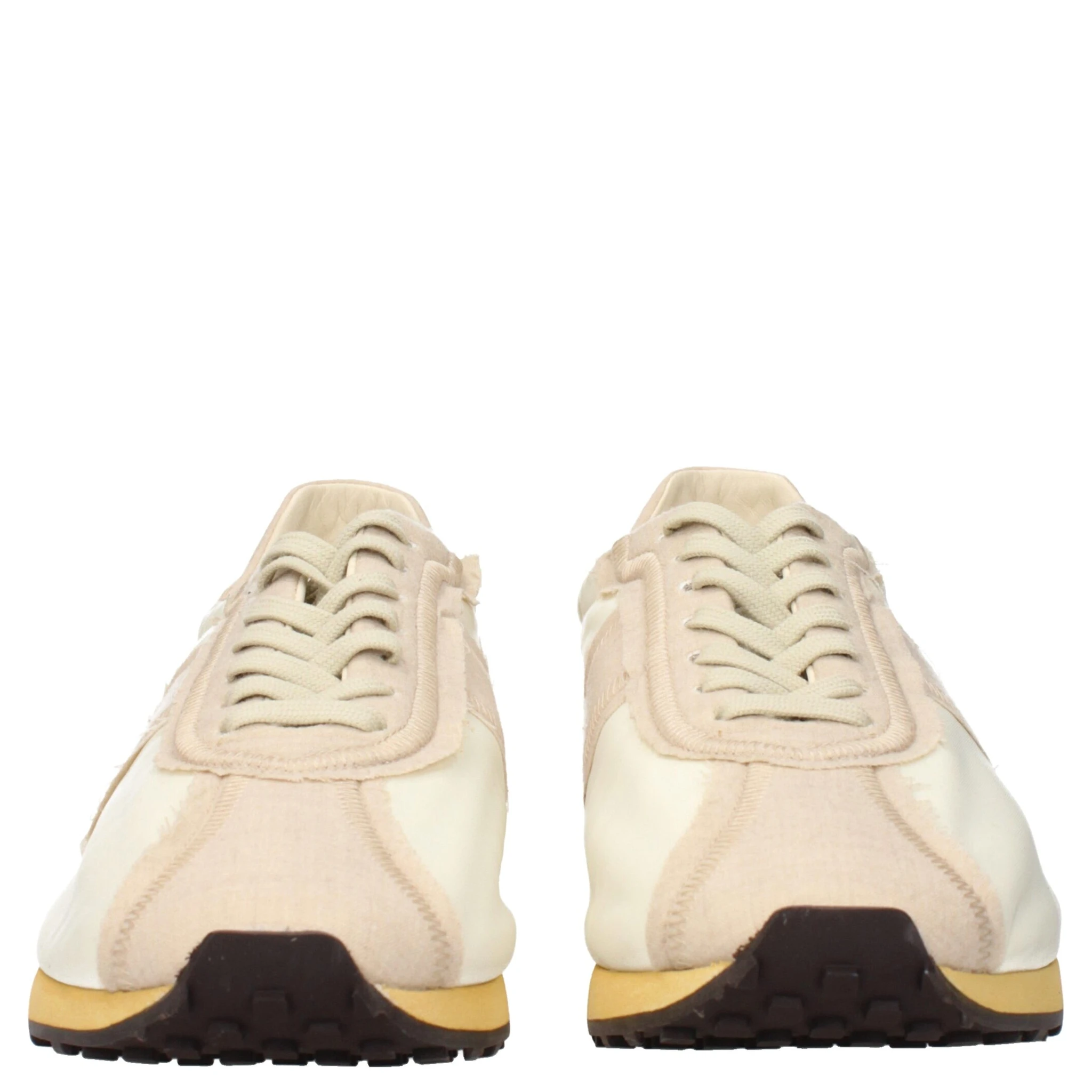 Beige Fabric Athletic Sneakers