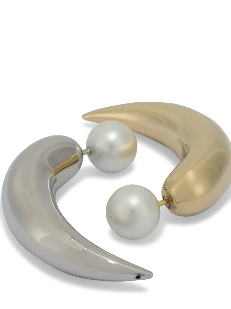 Horn earrings with pearl alternative