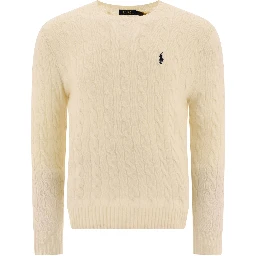 Wool and cashmere crewneck sweater with logo