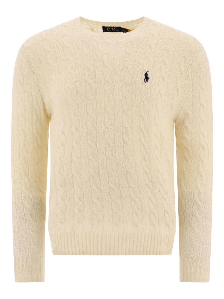 Wool and cashmere crewneck sweater with logo