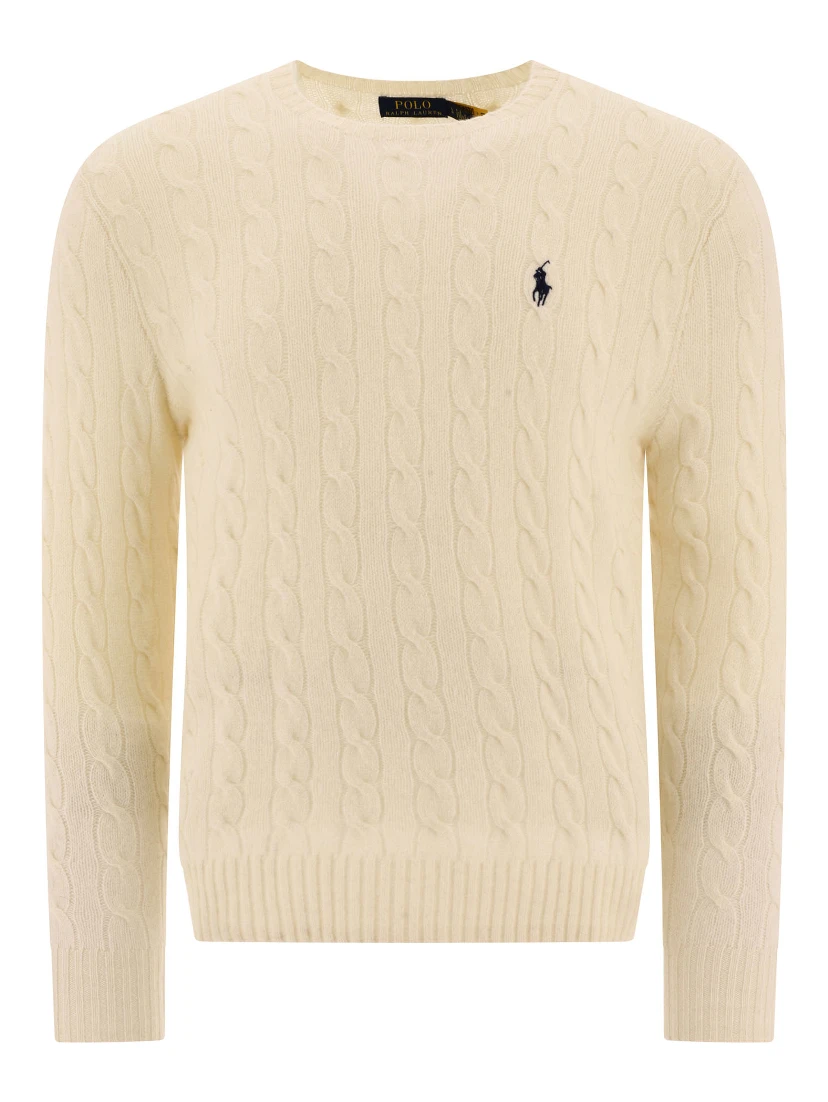 Wool and cashmere crewneck sweater with logo