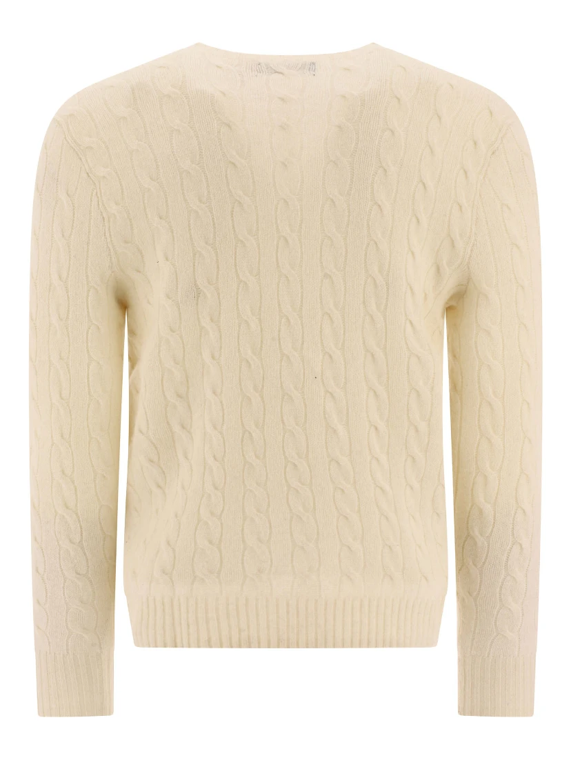 Wool and cashmere crewneck sweater with logo