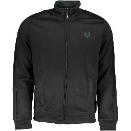 Black Polyester Men Sweatshirt