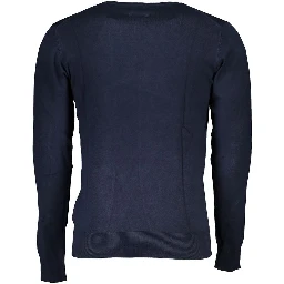 Blue Viscose Men Sweater