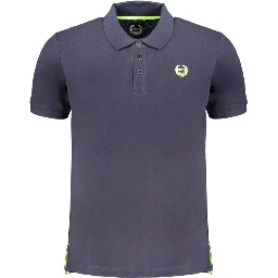 Blue Cotton Men Polo