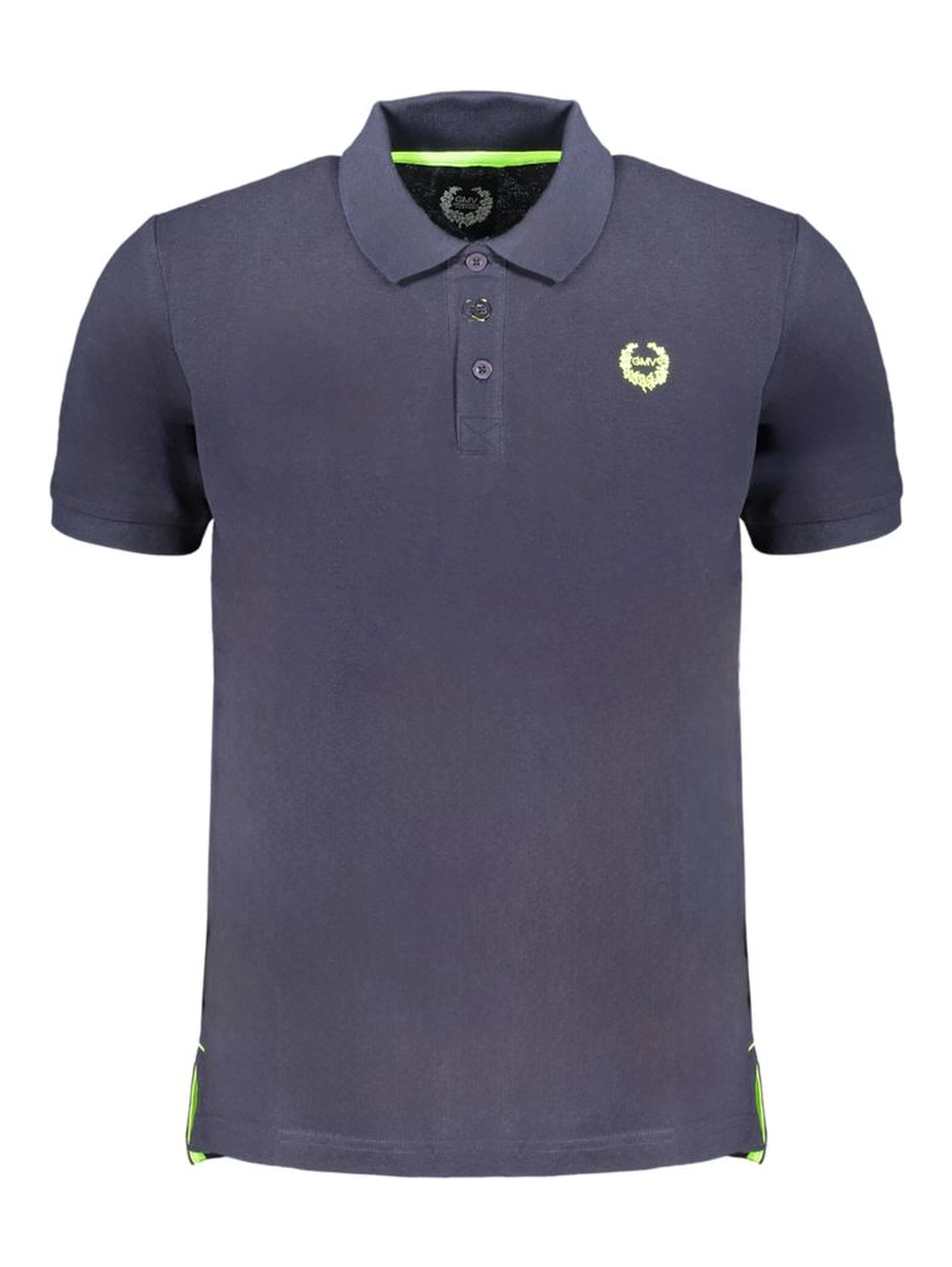 Blue Cotton Men Polo