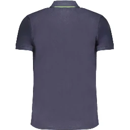 Blue Cotton Men Polo
