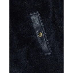 Blue Coat with Fixed Hood and Front Button Closure in Ecofur Girl