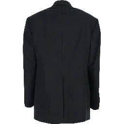 Black Double Breasted Jacket with Classic Lapels in Wool Woman