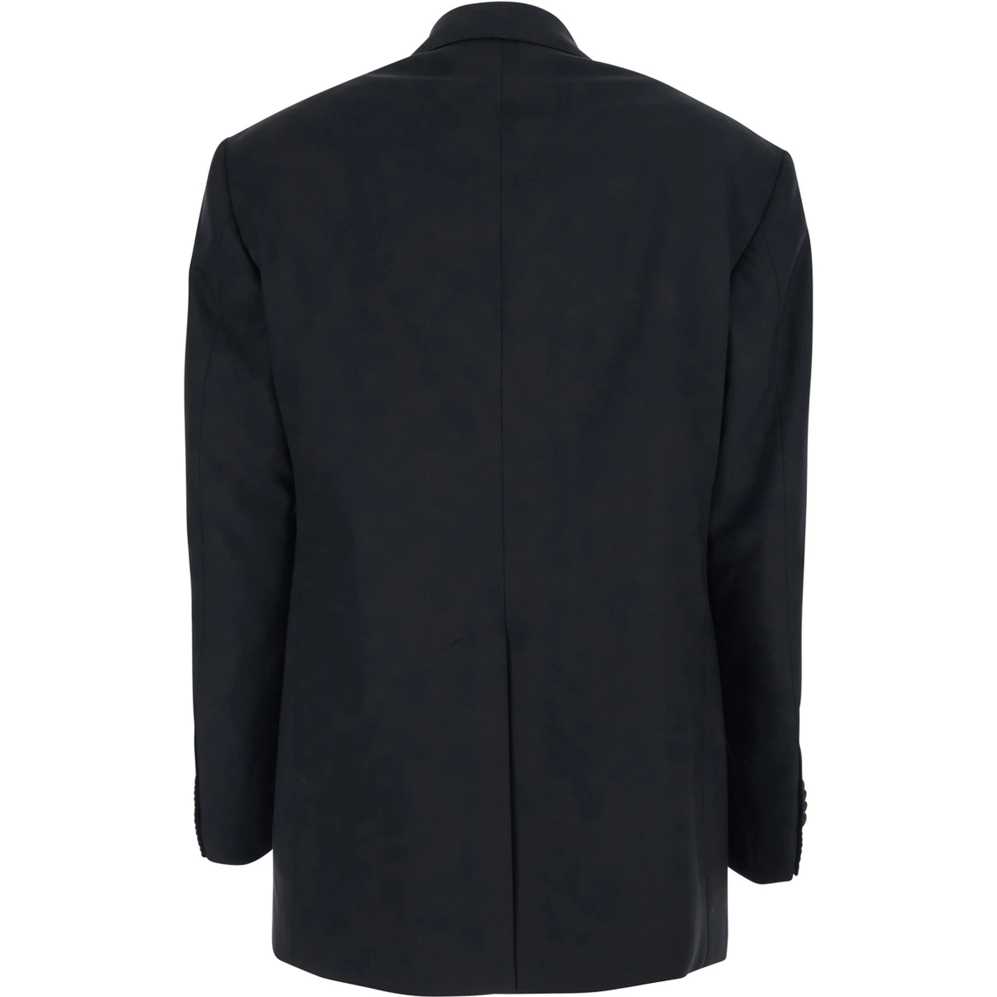Black Double Breasted Jacket with Classic Lapels in Wool Woman