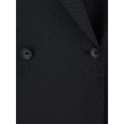 Black Double Breasted Jacket with Classic Lapels in Wool Woman