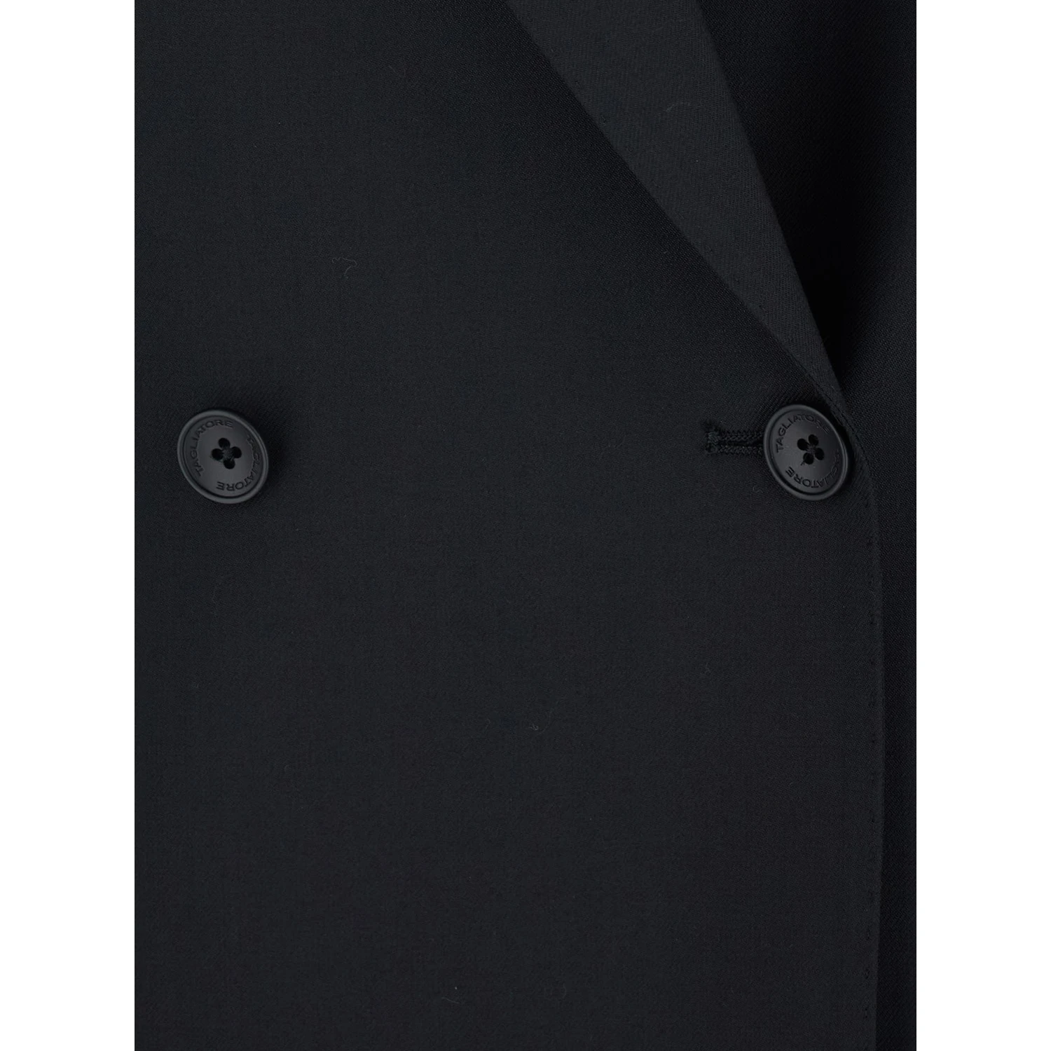 Black Double Breasted Jacket with Classic Lapels in Wool Woman