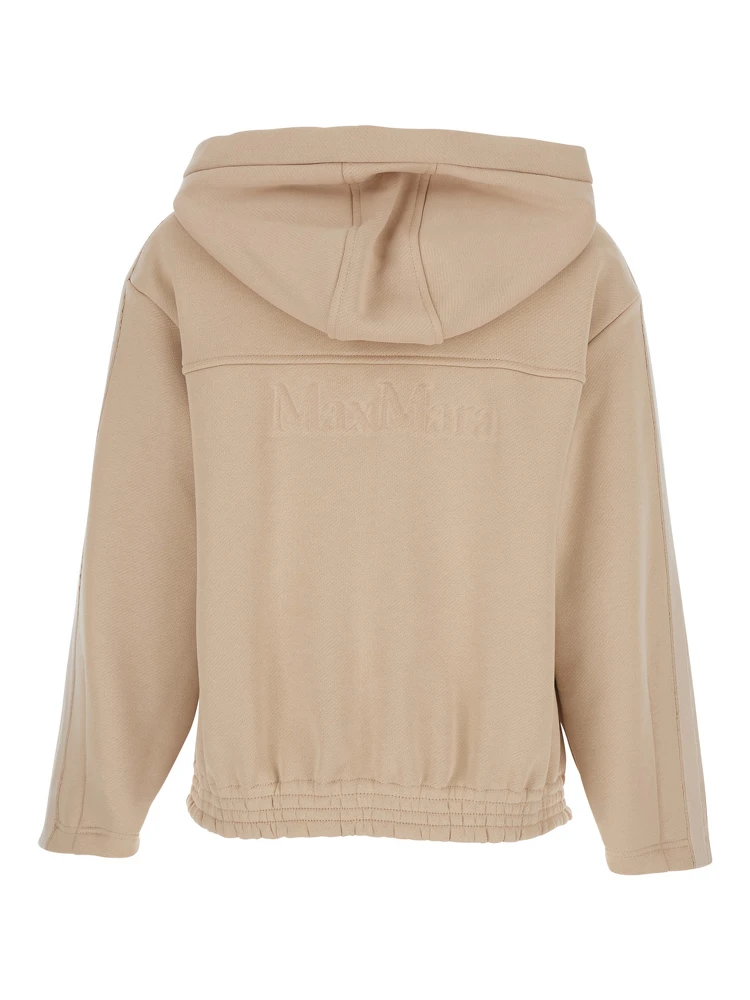 Omelia Beige Hoodie with Drawstring and Logo Lettering on the Back in Cotton Woman alternative