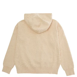 Beige Sweatshirt with Fixed Hood and Logo Lettering on the Front in Cotton Blend Girl