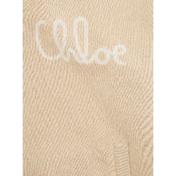 Beige Sweatshirt with Fixed Hood and Logo Lettering on the Front in Cotton Blend Girl