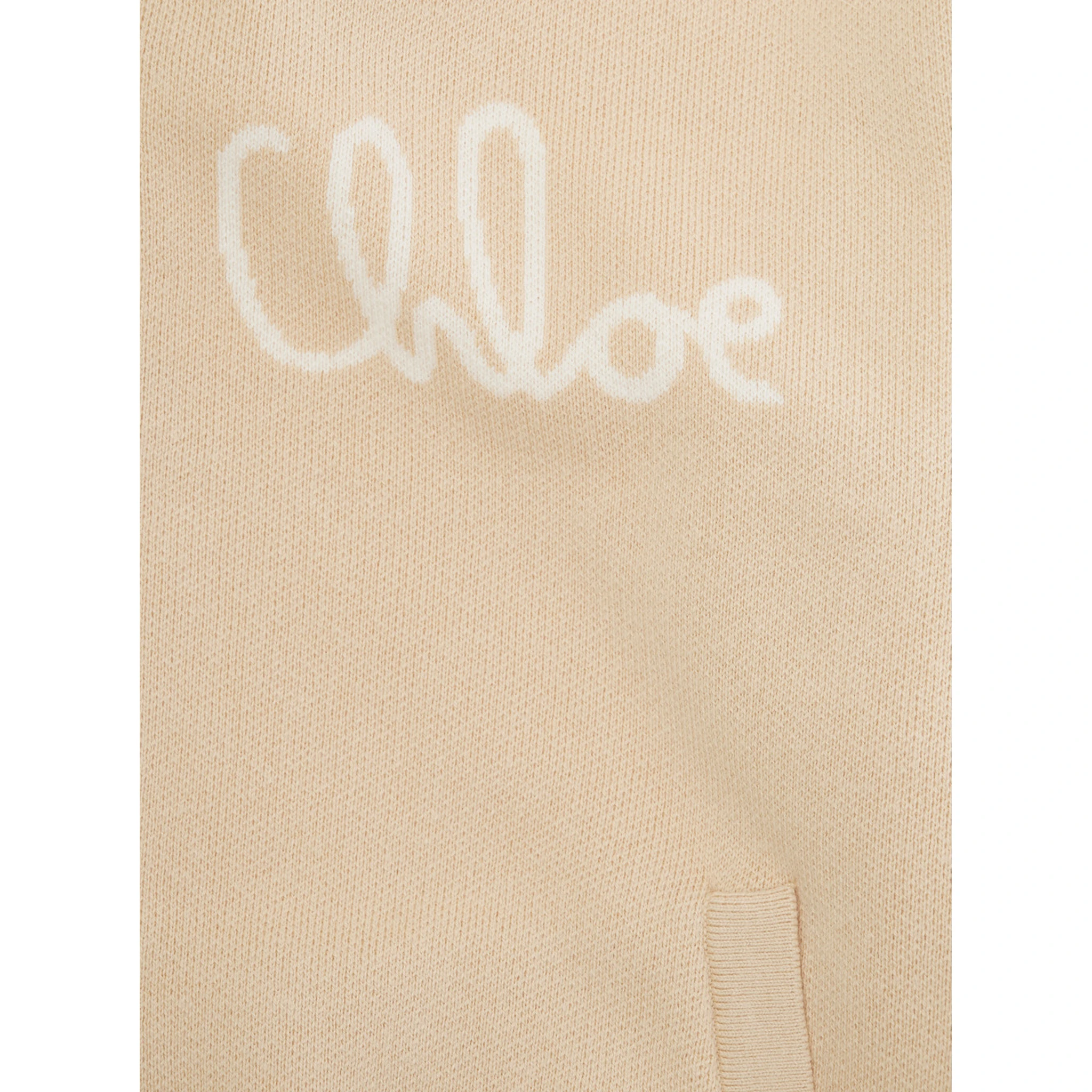 Beige Sweatshirt with Fixed Hood and Logo Lettering on the Front in Cotton Blend Girl