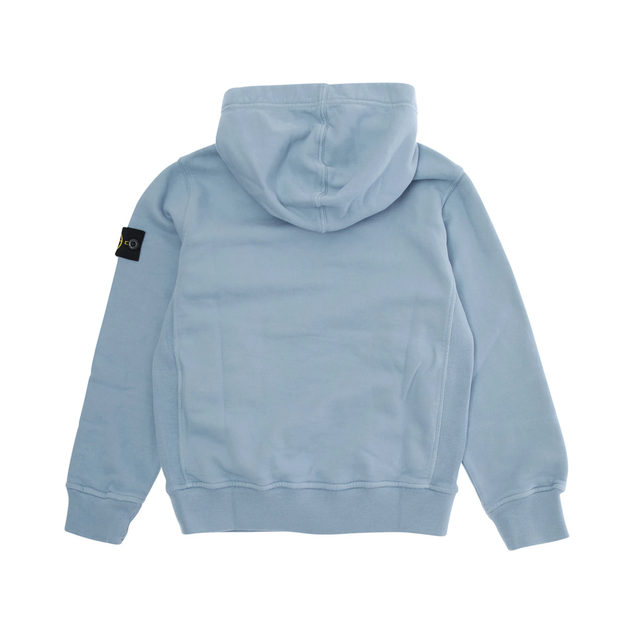 Light Blue Sweatshirt with Fixed Hood and Logo Patch on the Sleeve in Cotton Boy