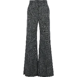 Grey Trousers with Belt Loops and Ironed Pleat in Virgin Wool Woman