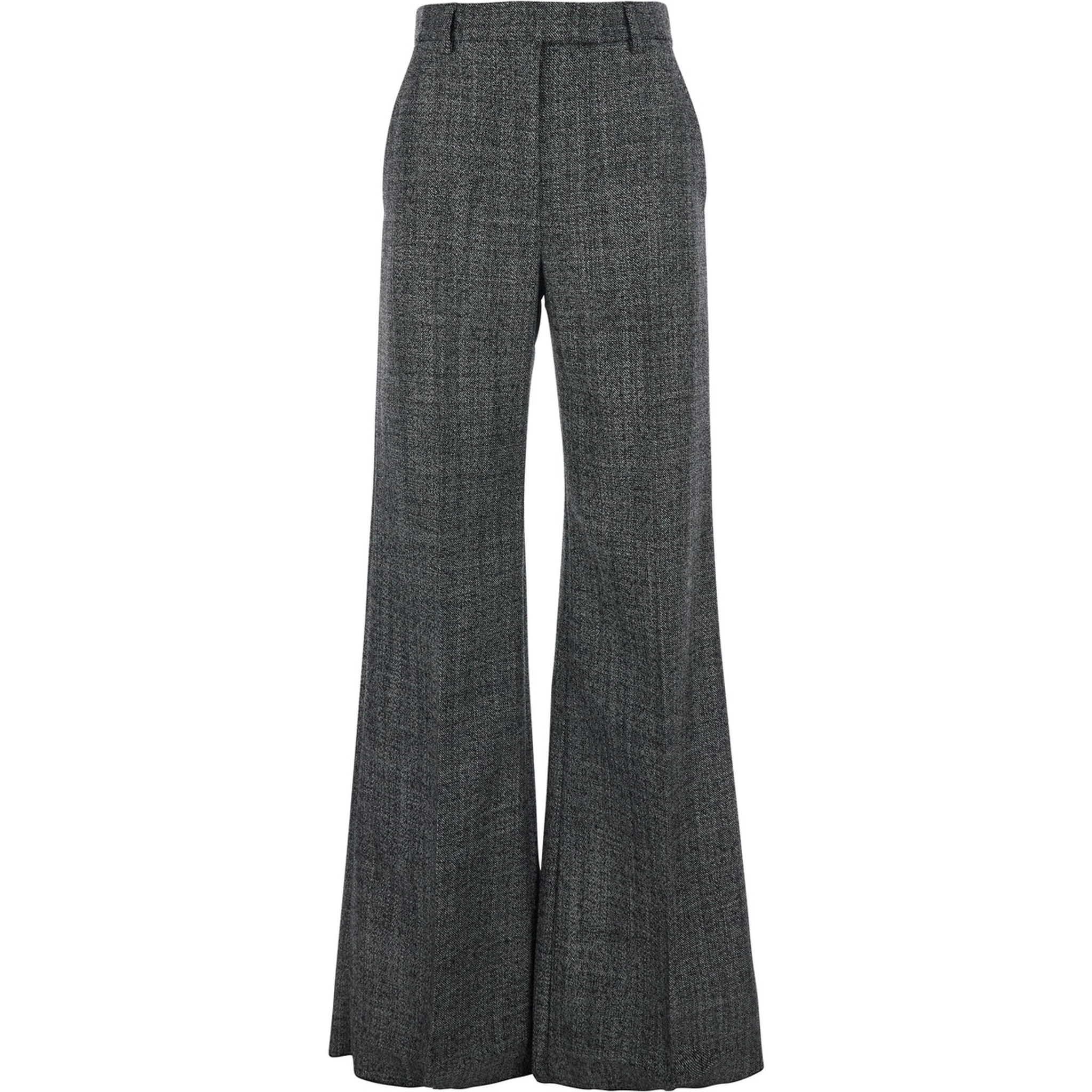 Grey Trousers with Belt Loops and Ironed Pleat in Virgin Wool Woman