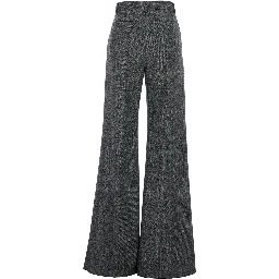 Grey Trousers with Belt Loops and Ironed Pleat in Virgin Wool Woman