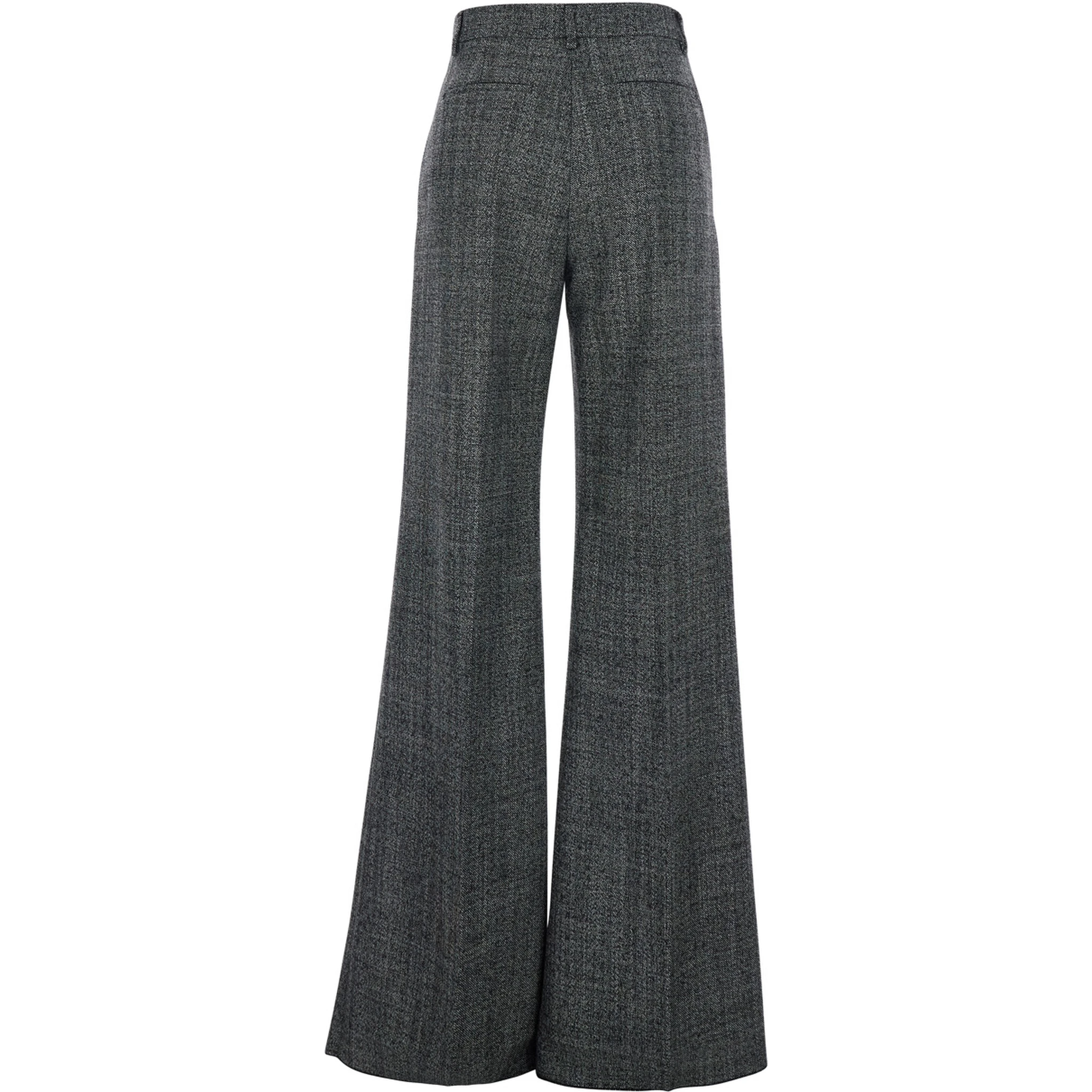 Grey Trousers with Belt Loops and Ironed Pleat in Virgin Wool Woman
