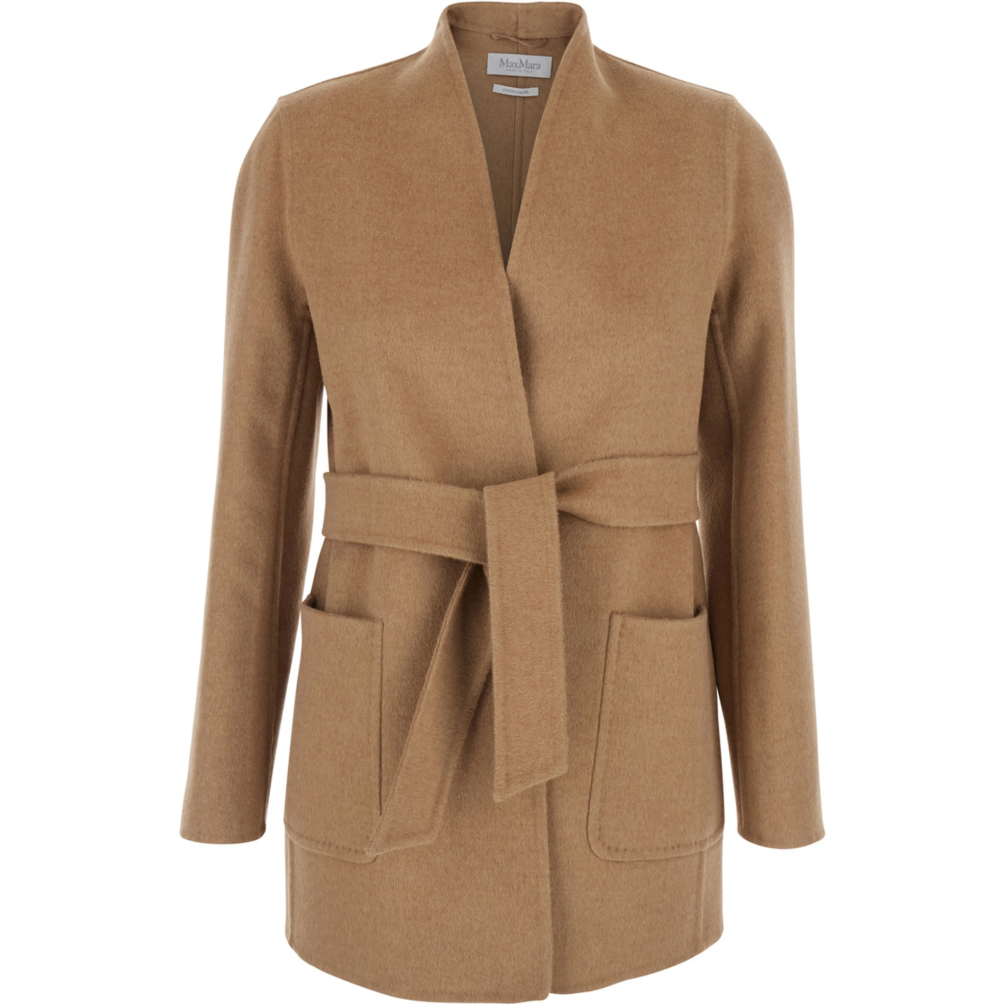 Harold Beige Coat with Front Belt Closure in Wool Woman
