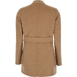 Harold Beige Coat with Front Belt Closure in Wool Woman