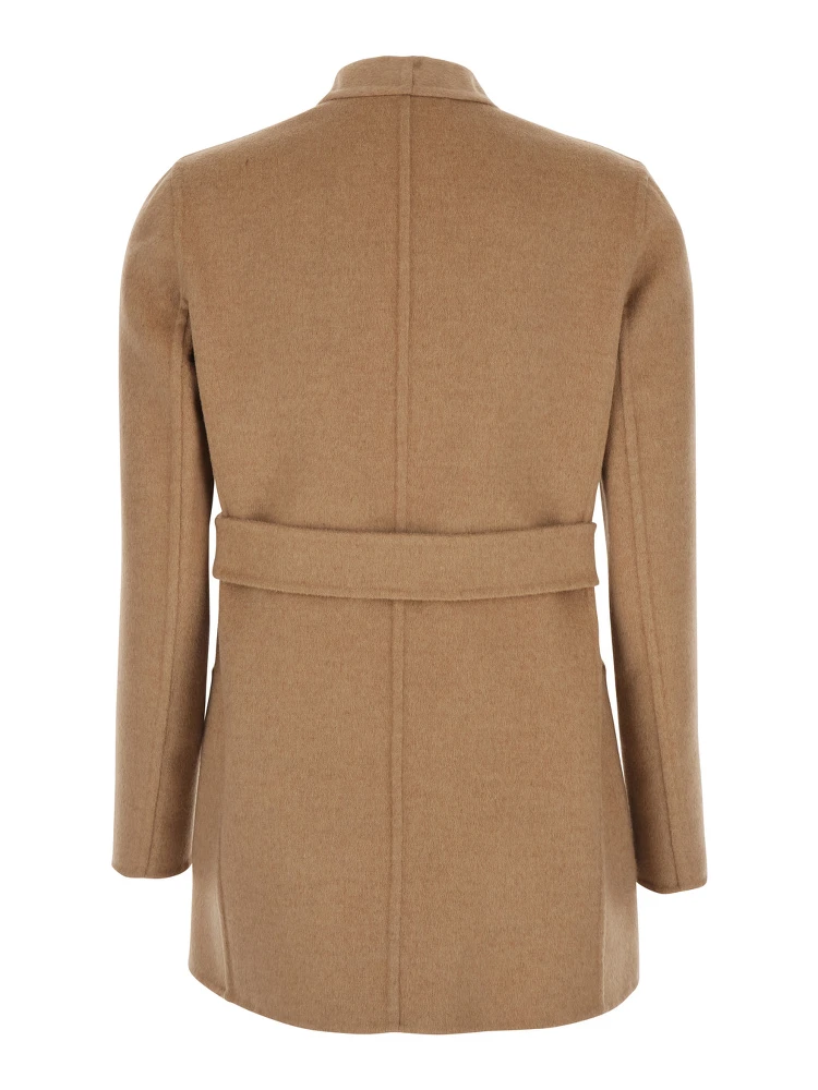 Harold Beige Coat with Front Belt Closure in Wool Woman alternative
