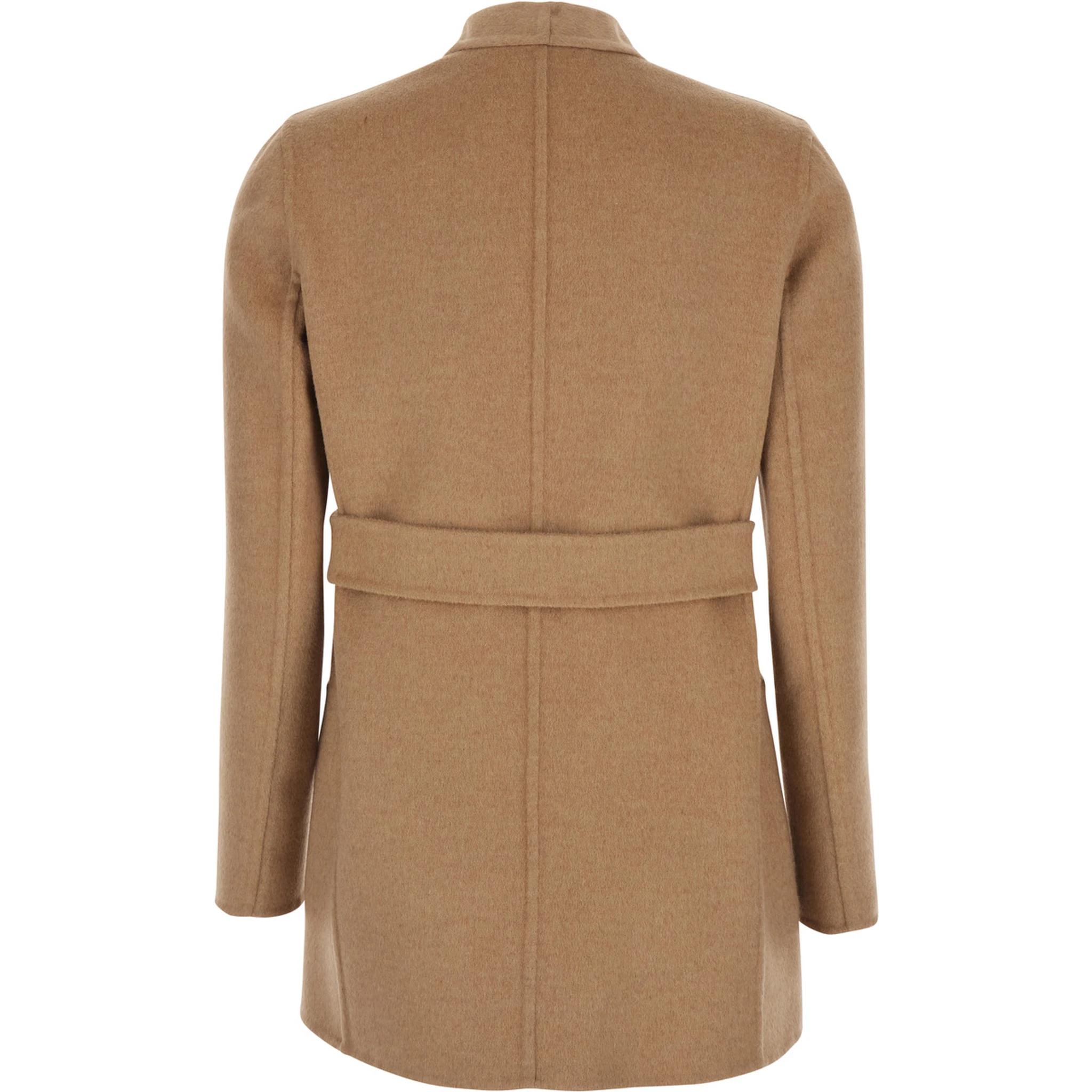 Harold Beige Coat with Front Belt Closure in Wool Woman