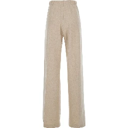 Micenea Beige Trousers with Pleats on the Front and Logo Lettering on the Back in Cashmere Woman