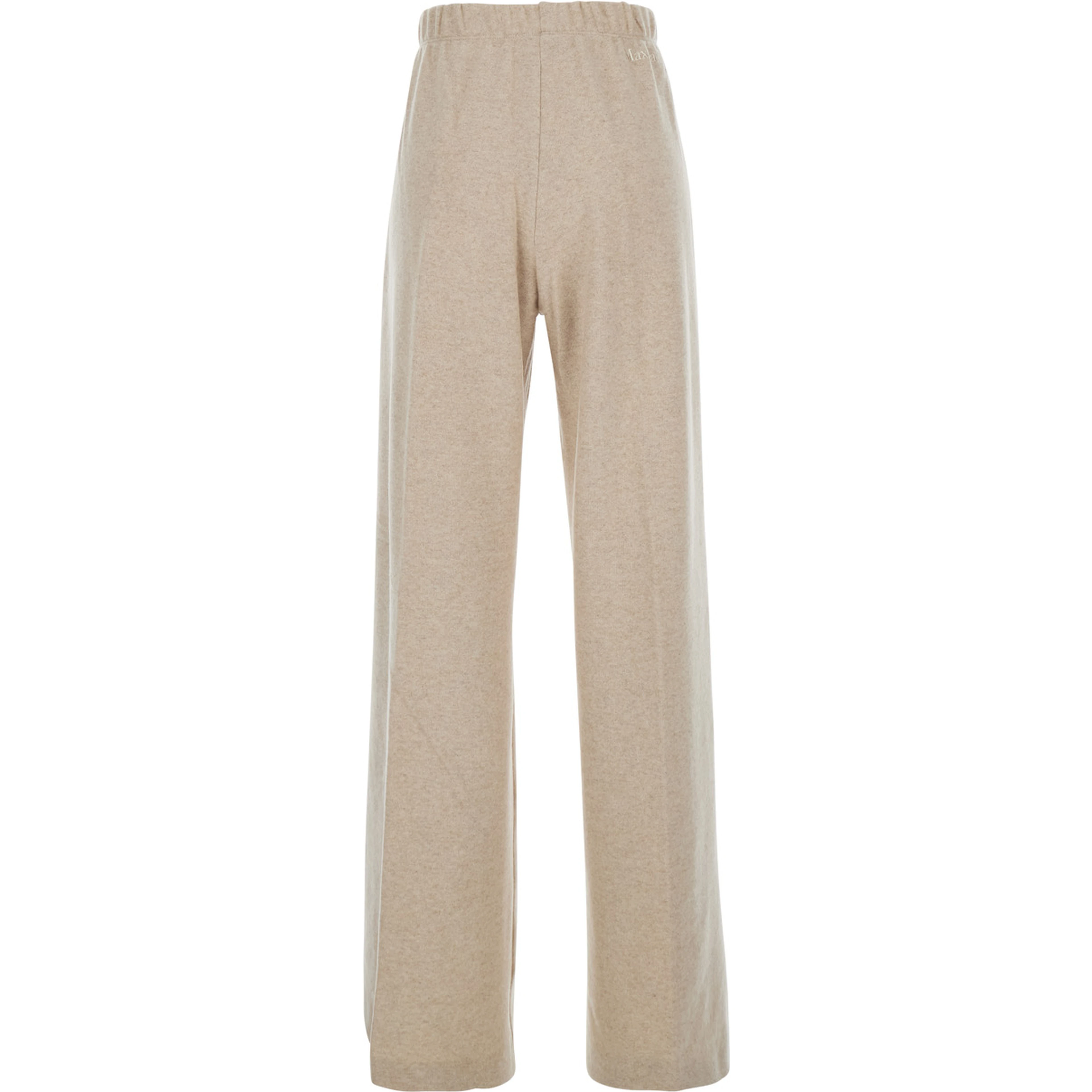 Micenea Beige Trousers with Pleats on the Front and Logo Lettering on the Back in Cashmere Woman