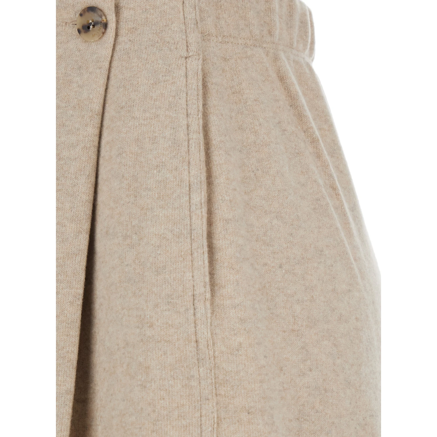 Micenea Beige Trousers with Pleats on the Front and Logo Lettering on the Back in Cashmere Woman