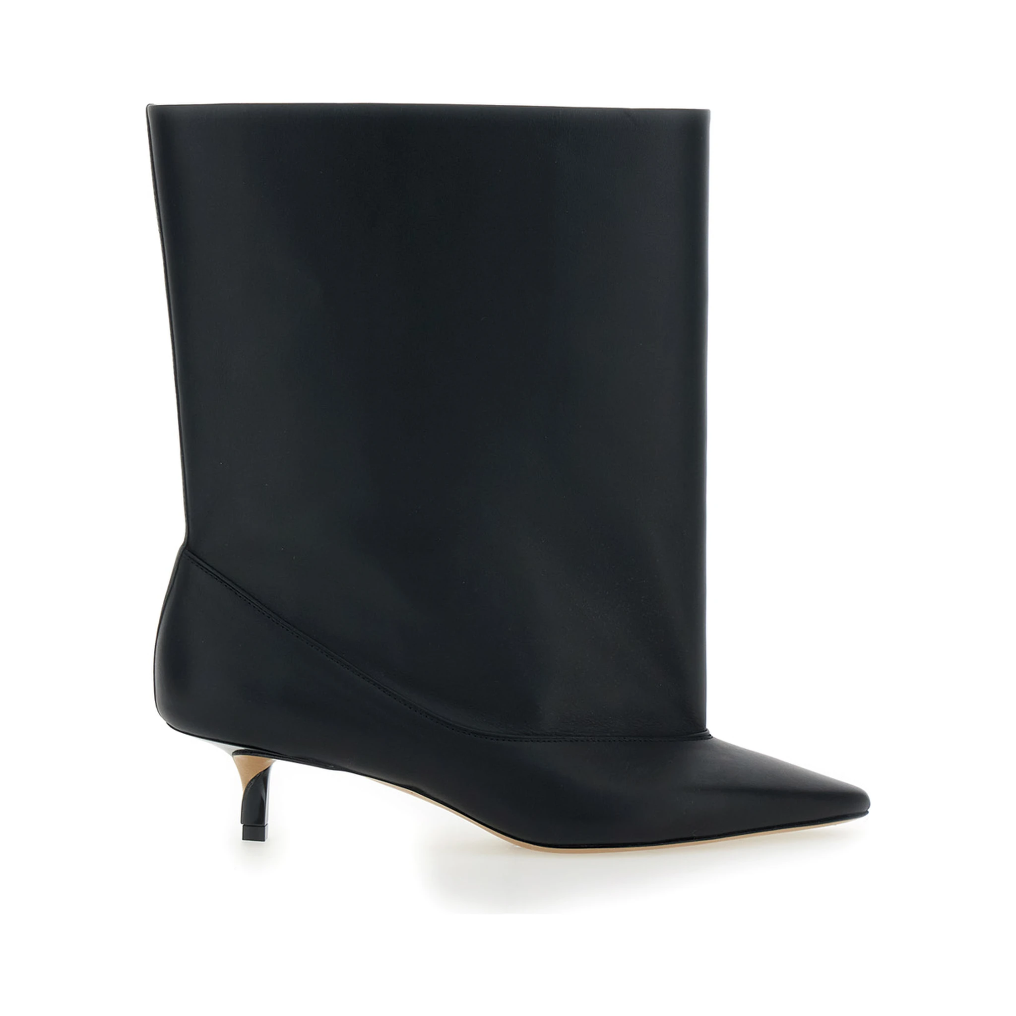 Les Bottes Tourni Black Ankle Boots with Pointed Toe and Low Stiletto Heel in Leather Woman