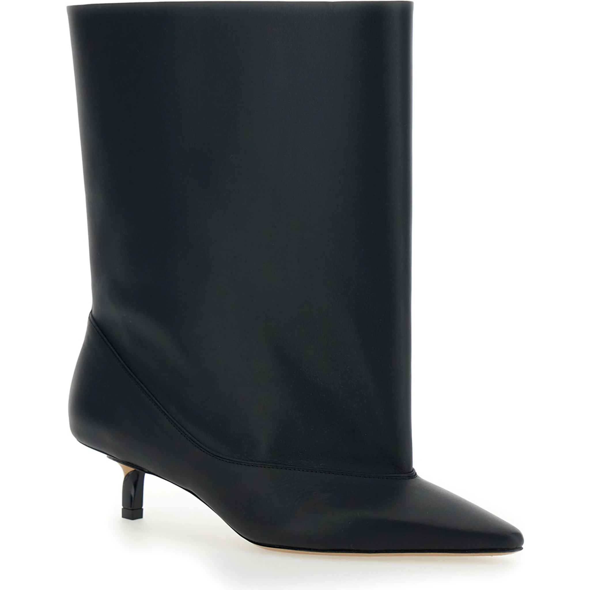 Les Bottes Tourni Black Ankle Boots with Pointed Toe and Low Stiletto Heel in Leather Woman