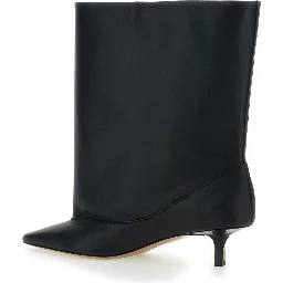 Les Bottes Tourni Black Ankle Boots with Pointed Toe and Low Stiletto Heel in Leather Woman
