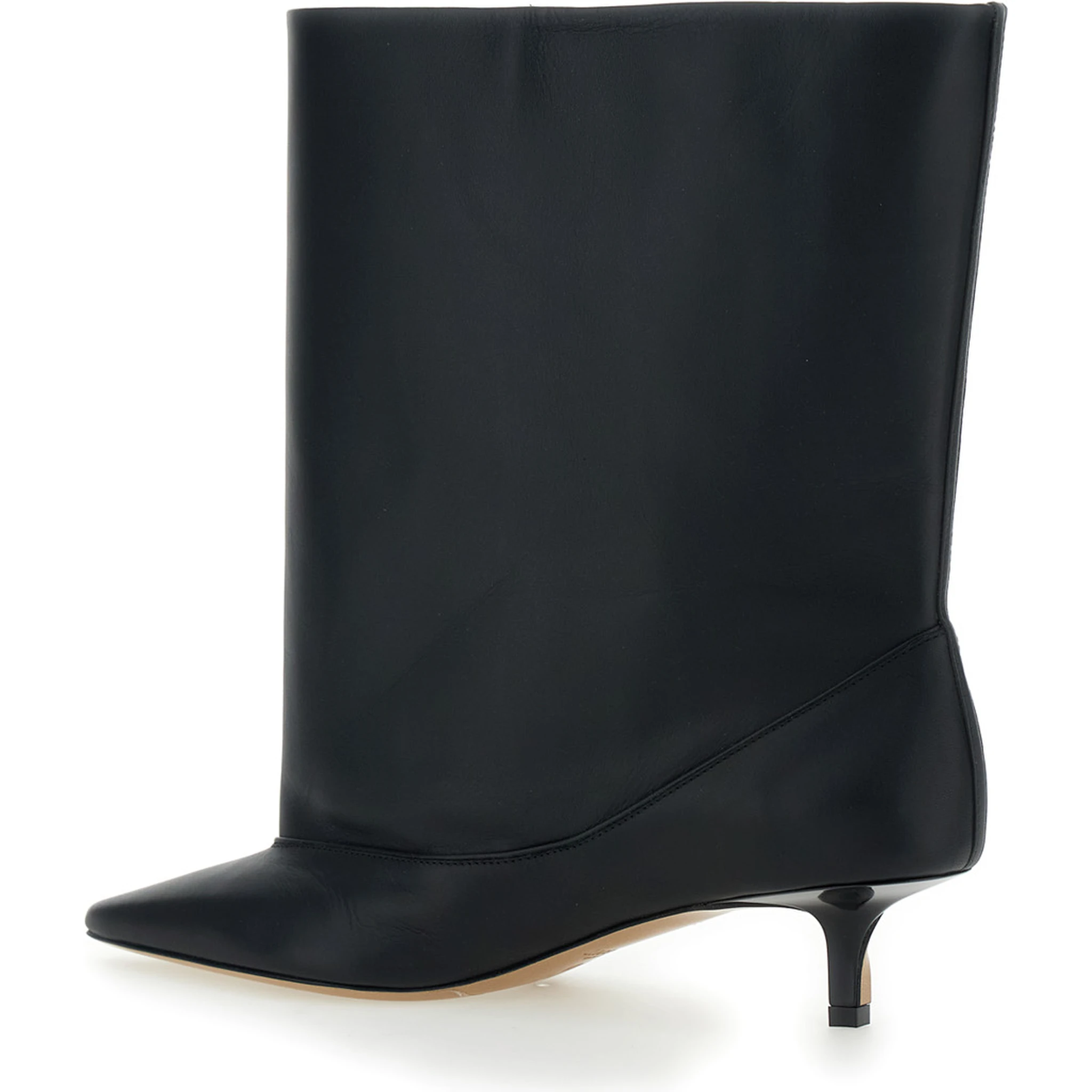 Les Bottes Tourni Black Ankle Boots with Pointed Toe and Low Stiletto Heel in Leather Woman