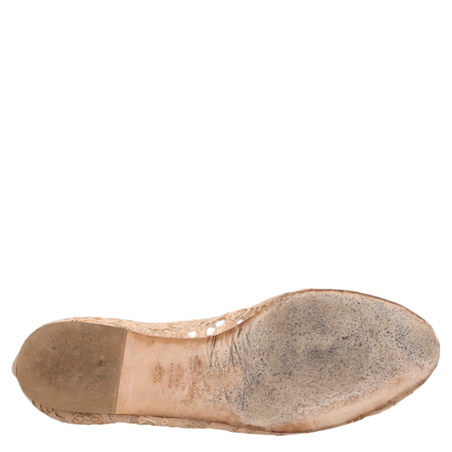 Beige Taormina Lace Crystals Flats Shoes