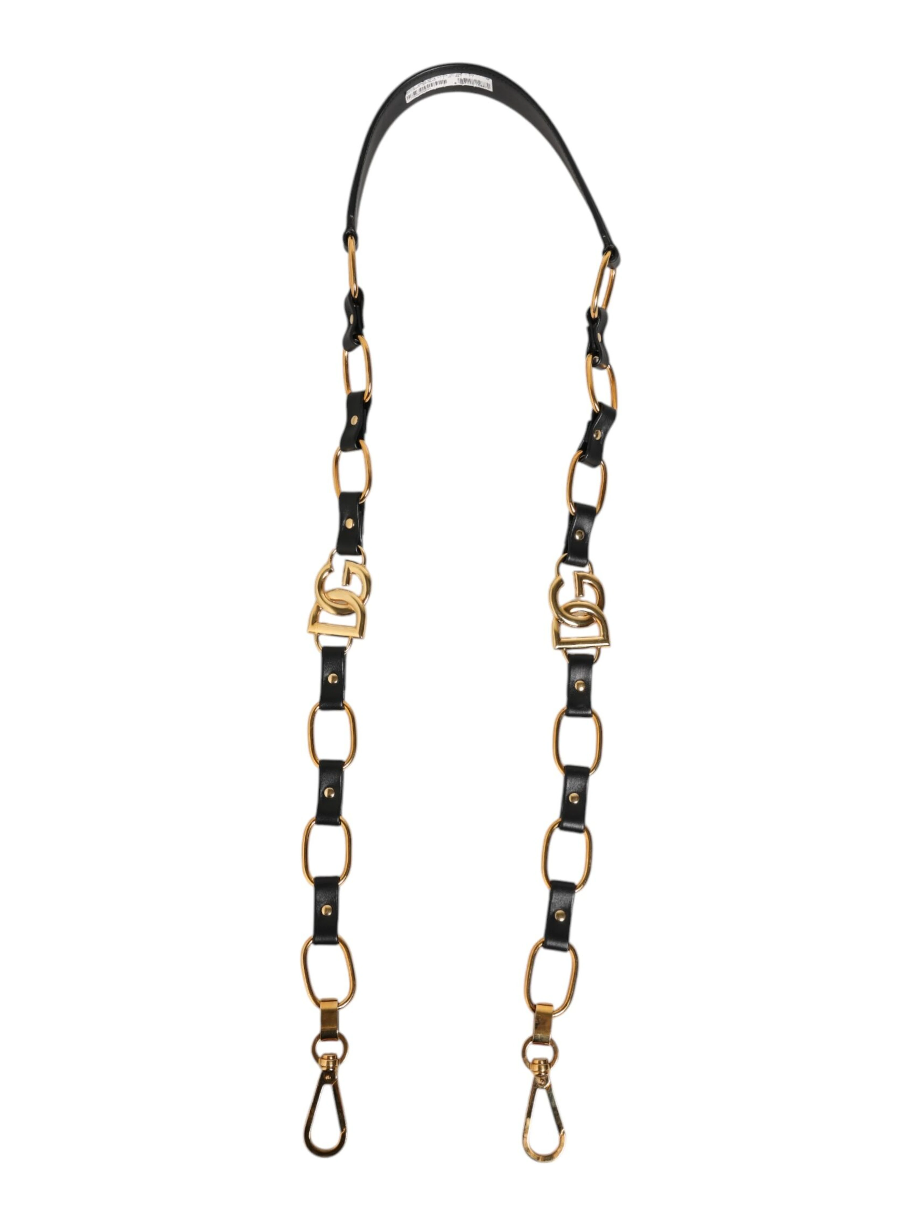 Black Leather Gold Chain Bag Accessory Shoulder Strap