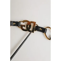 Black Leather Gold Chain Bag Accessory Shoulder Strap