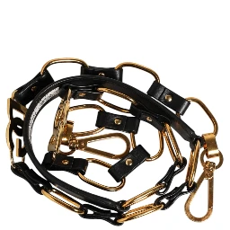 Black Leather Gold Chain Bag Accessory Shoulder Strap