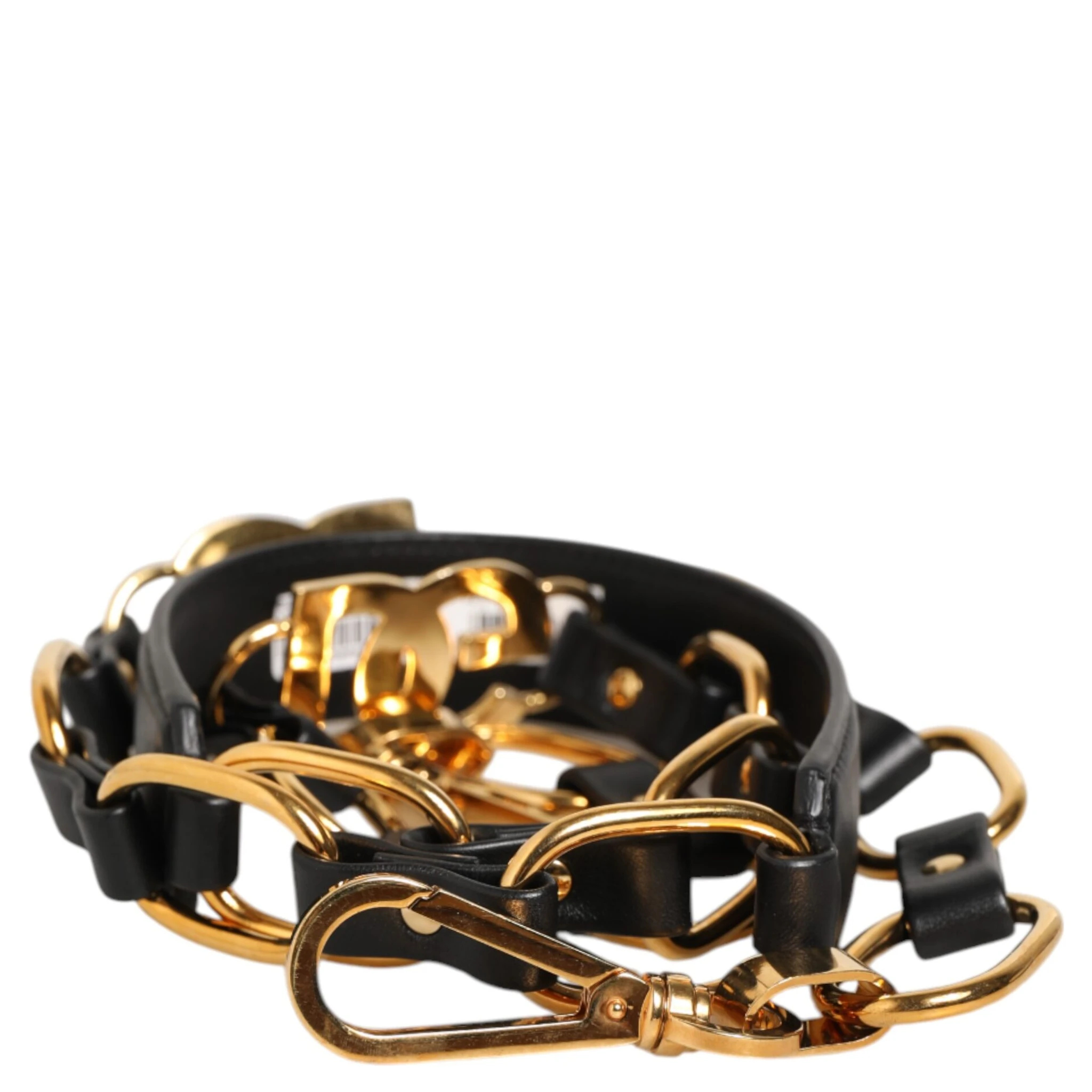 Black Leather Gold Chain Bag Accessory Shoulder Strap