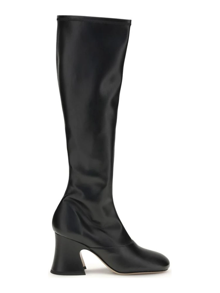 Black Leather High Heel Boots